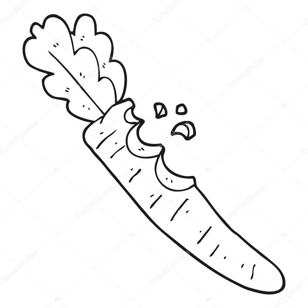 1024x1024 Black And White Cartoon Bitten Carrot Stock Vector