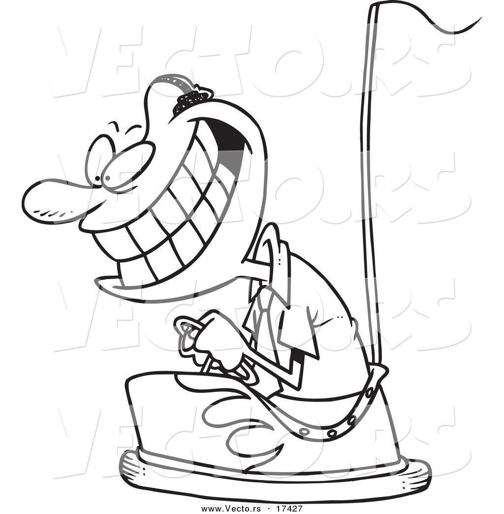 1024x1044 Vector Of A Cartoon Black Businessman Driving A Bumper Car