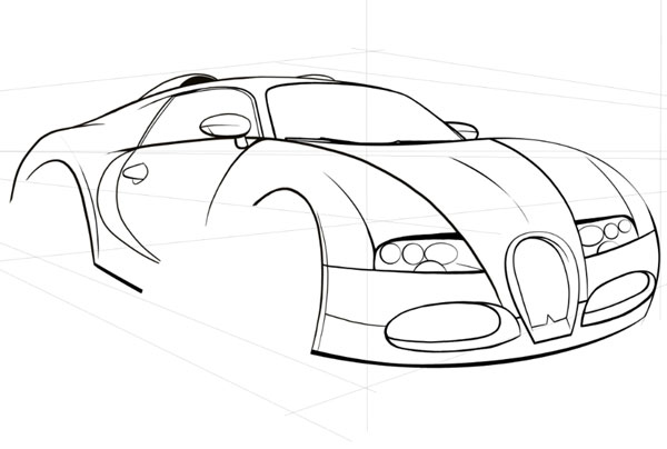 600x404 How To Draw, Ink And Colour A Cartoon Car In Adobe Photoshop