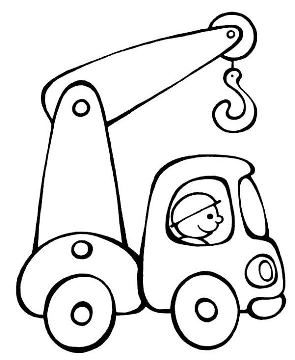 589x720 Building Truck Line Drawing Coloring Page