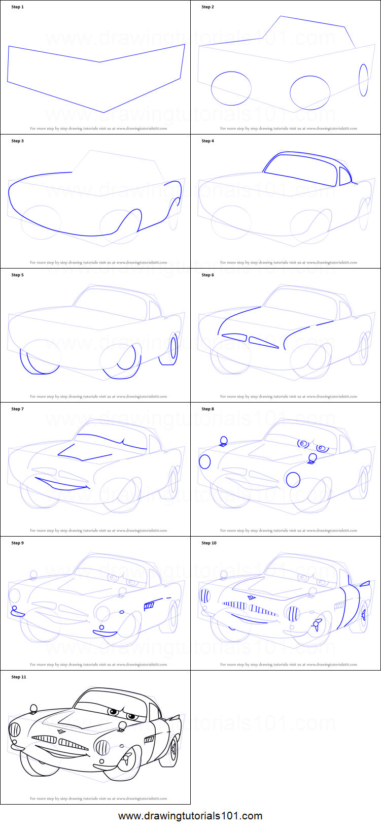 751x1635 How To Draw Finn Mcmissile From Cars 2 Printable Step By Step