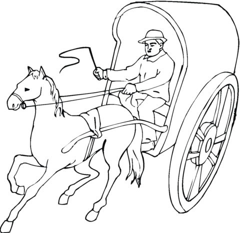 480x466 Horse Pulling A Cart Coloring Page Free Printable Coloring Pages