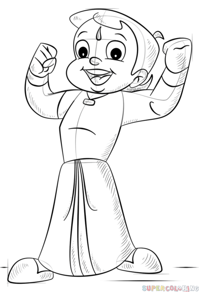 392x575 How To Draw Chhota Bheem Step By Step Drawing Tutorials