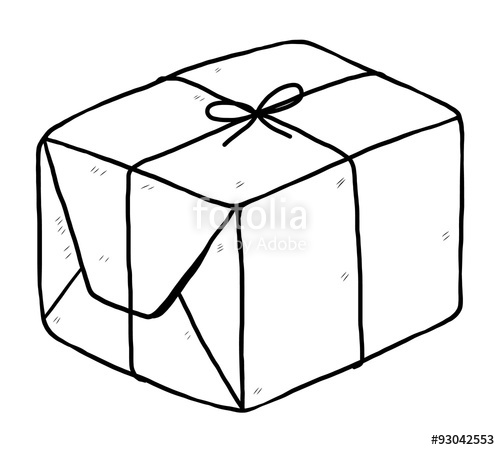 500x450 Parcel Box Cartoon Vector And Illustration, Black And White