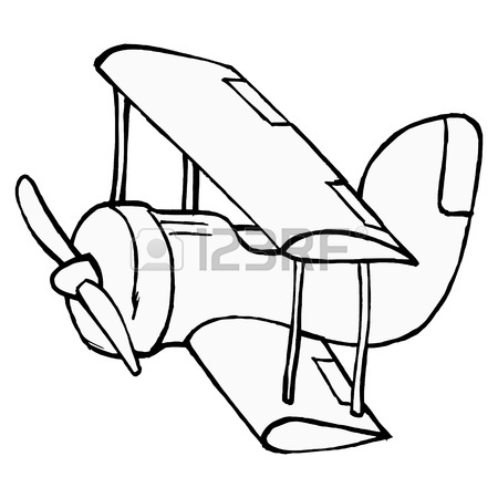 450x450 Hand Drawn, Cartoon, Illustration Of Toy Airplane Royalty Free