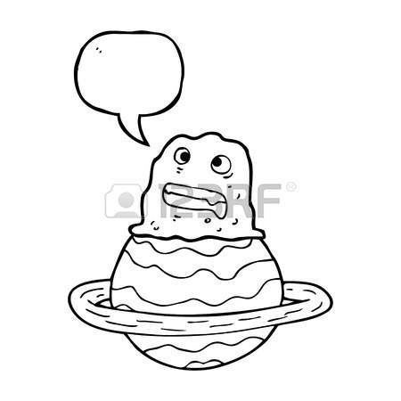450x450 Freehand Drawn Speech Bubble Cartoon Alien On Planet Royalty Free