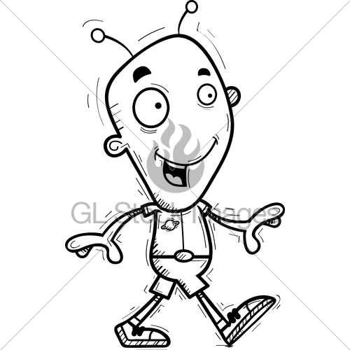 500x500 Cartoon Alien Man Walking Gl Stock Images