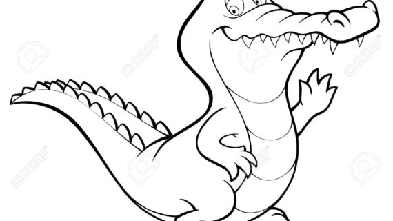 570x320 Crocodile Cartoon Drawing Crocodile Cartoon Alligator Line Art