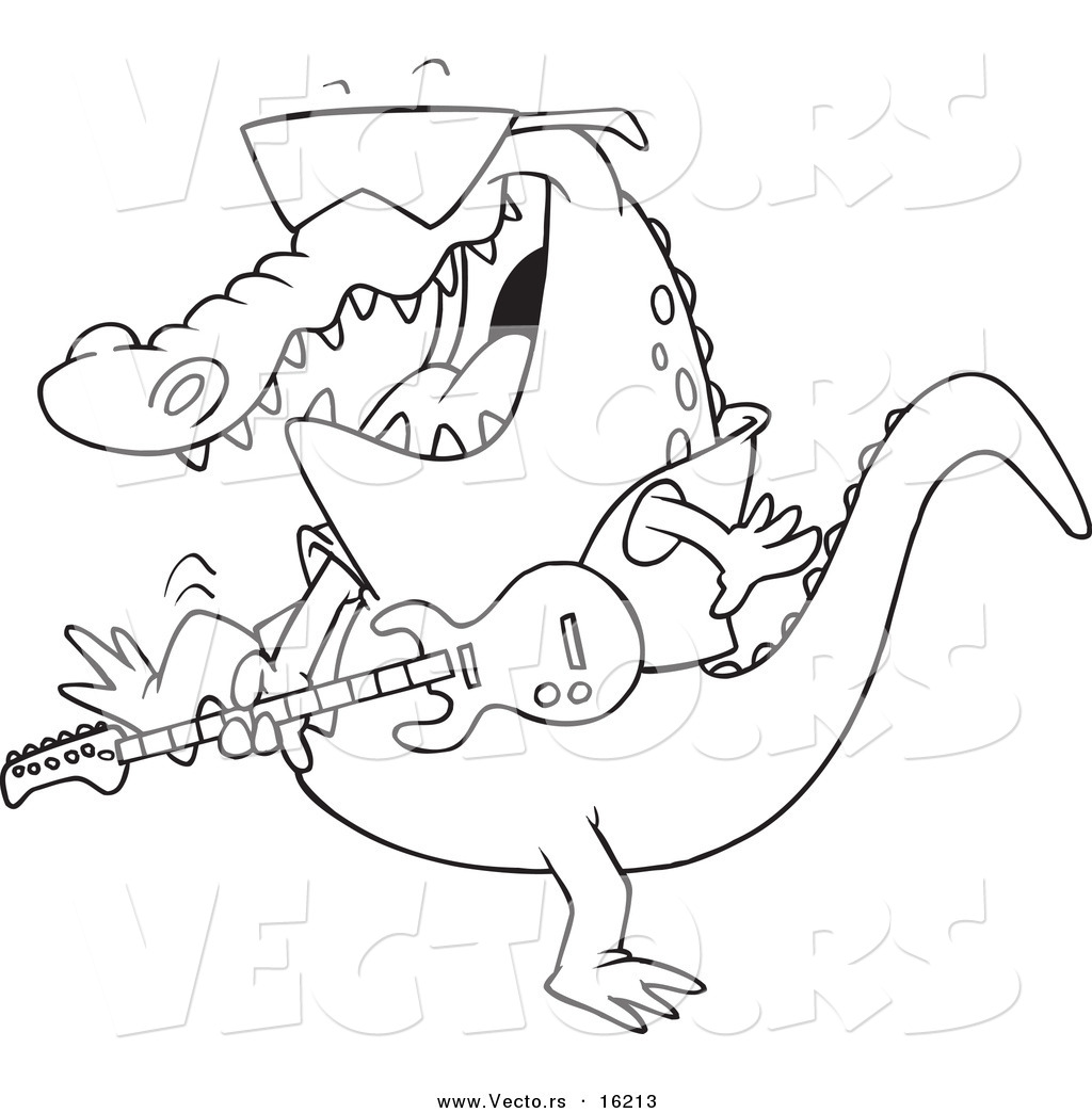 1024x1044 Vector Of A Cartoon Gator Guitarist