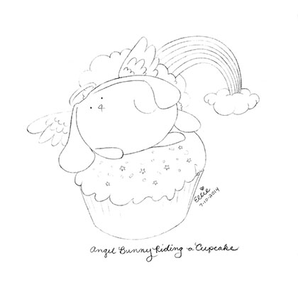 420x408 Cartoon Angel Bunny Riding A Cupcake By Ellie