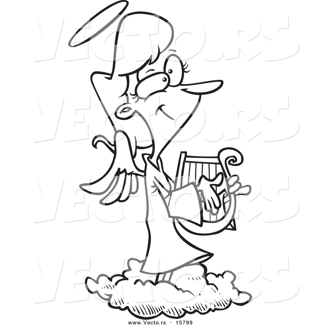 1024x1044 Vector Of A Cartoon Female Angel Playing A Lyre