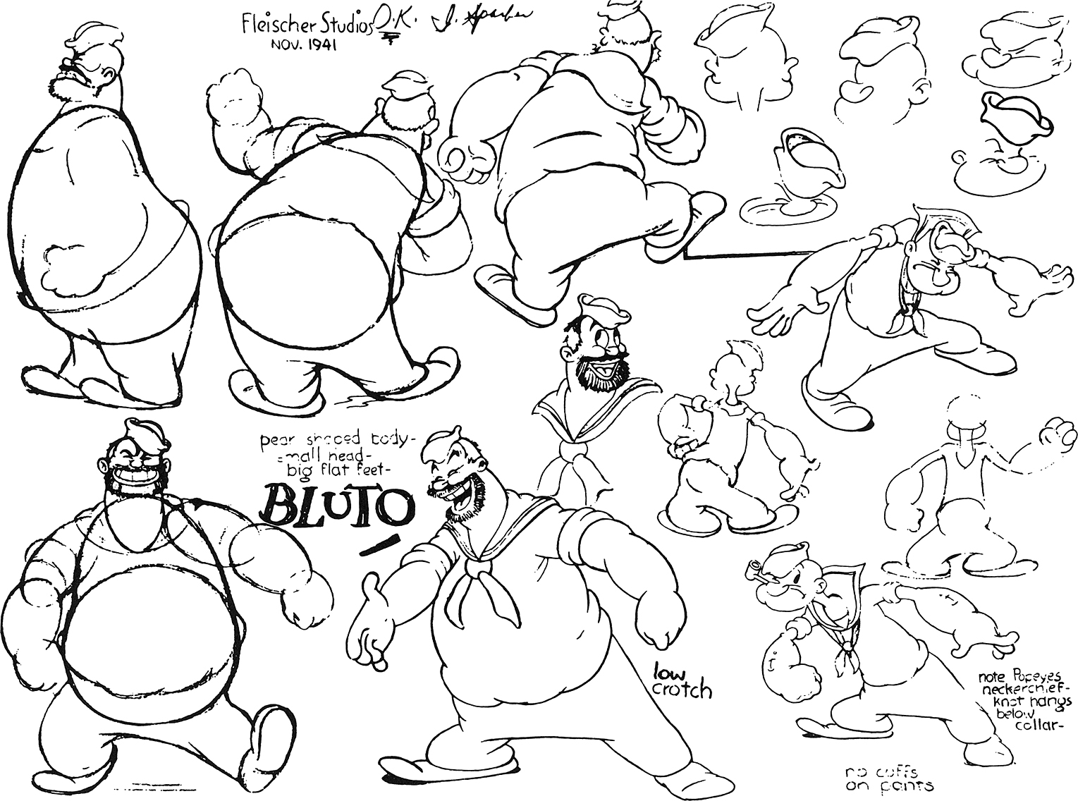 1529x1136 Bluto Model Sheets From Fleisher Studios Cartoons