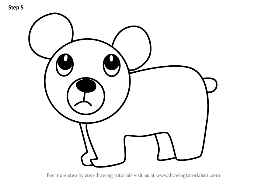 848x602 Learn How To Draw A Cartoon Bear (Cartoon Animals) Step By Step