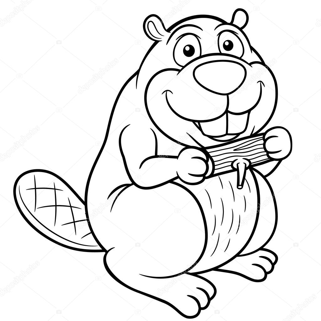 1024x1024 Cartoon Beaver With A Wood Stock Vector Sararoom