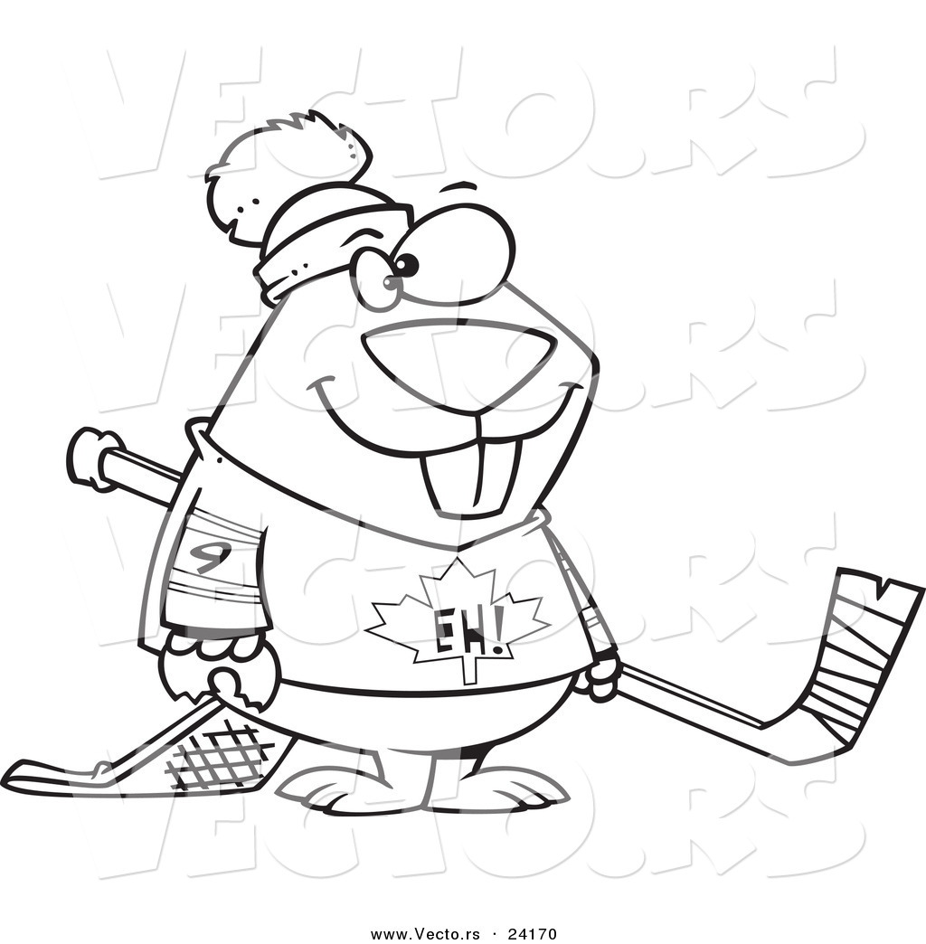1024x1044 Vector Of A Cartoon Hockey Beaver