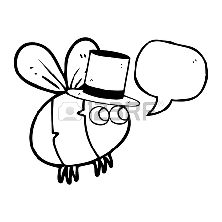 450x450 Freehand Drawn Speech Bubble Cartoon Bee Top Hat Royalty Free