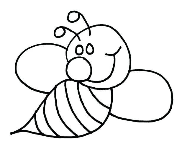 600x549 Bee Coloring Page Cartoon Bee Flower A Page To Print Out