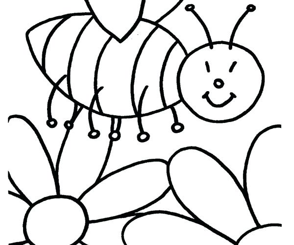 600x500 Bee Pictures To Color Cartoon Bee And Flower A Page To Print Out
