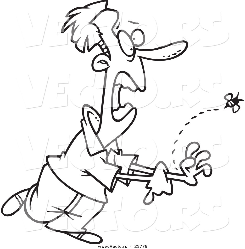 1024x1044 Vector Of A Cartoon Bee Stinging A Man