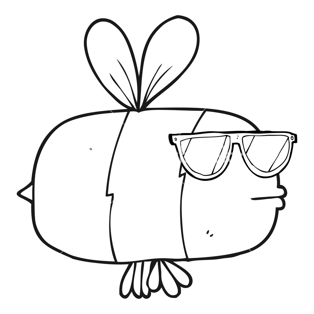 1000x1000 Freehand Drawn Black And White Cartoon Bee Wearing Sunglasses