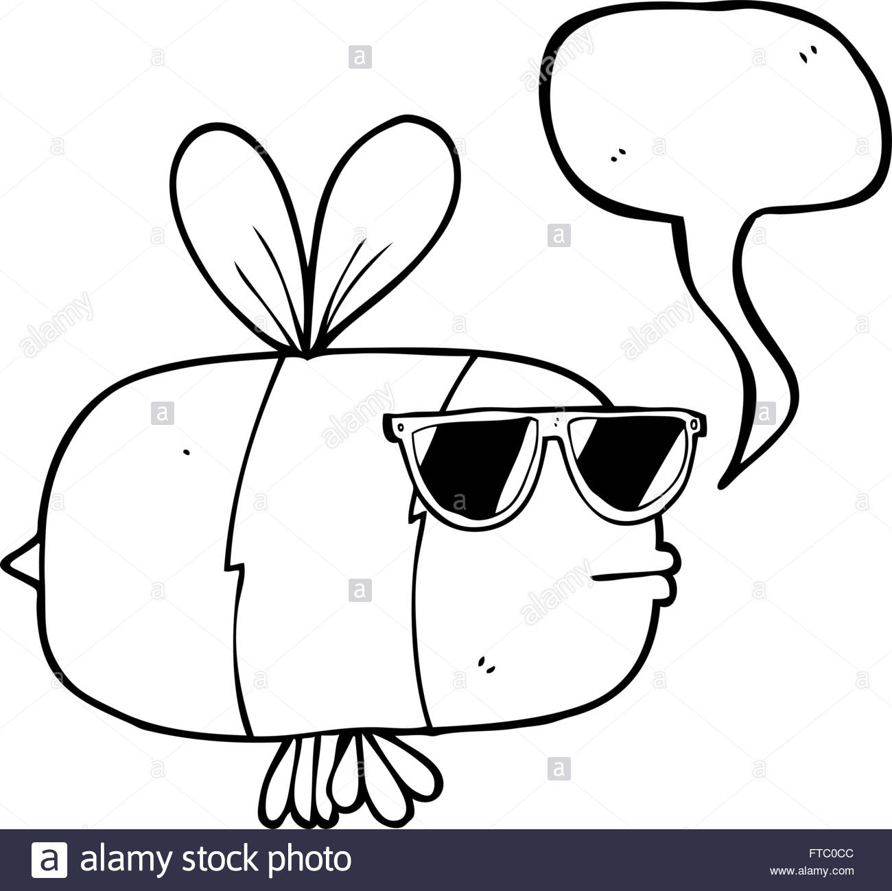 1300x1298 Freehand Drawn Speech Bubble Cartoon Bee Wearing Sunglasses Stock