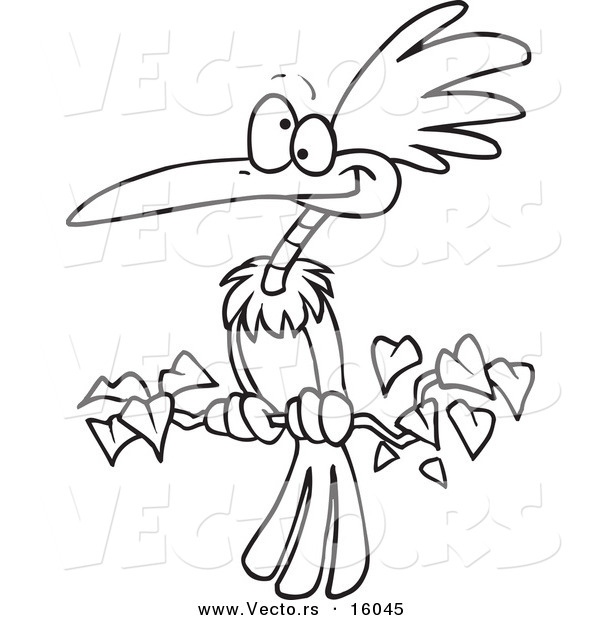 600x620 Vector Of A Cartoon Exotic Bird Perched On A Branch