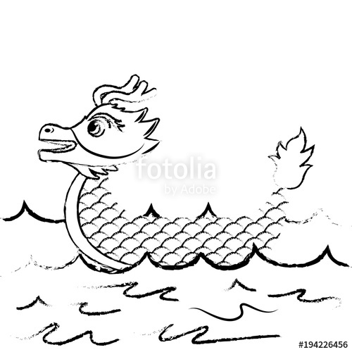 500x500 Red Dragon Boat Cartoon Chinese In Sea Vector Illustration Sketch