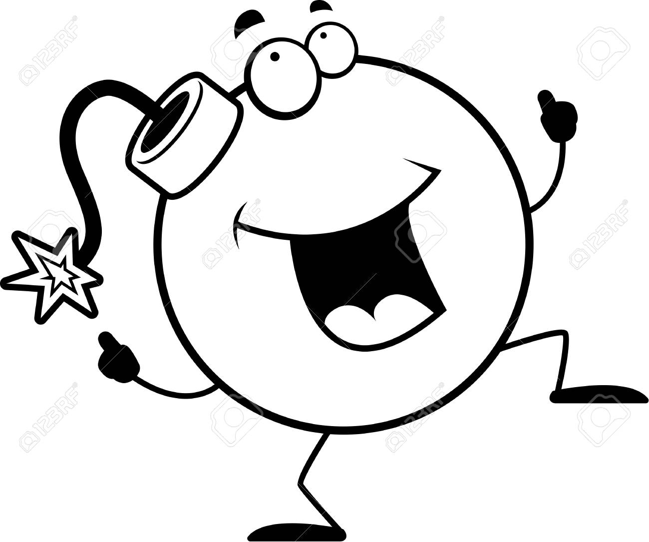 1300x1085 A Happy Cartoon Bomb Dancing And Smiling. Royalty Free Cliparts