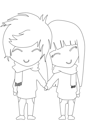 339x480 Anime Boy And Girl Coloring Page Free Printable Coloring Pages