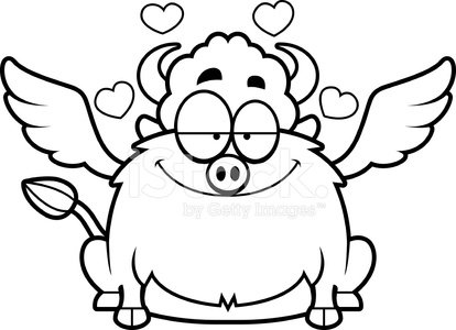 414x300 Cartoon Buffalo Wings In Love Stock Vectors