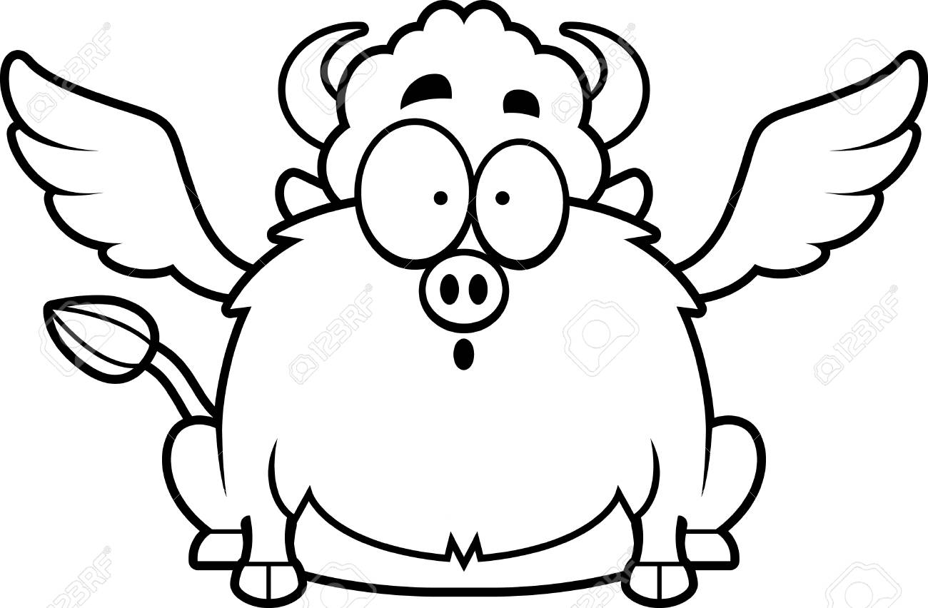 1300x852 A Cartoon Illustration Of A Buffalo With Wings Looking Surprised