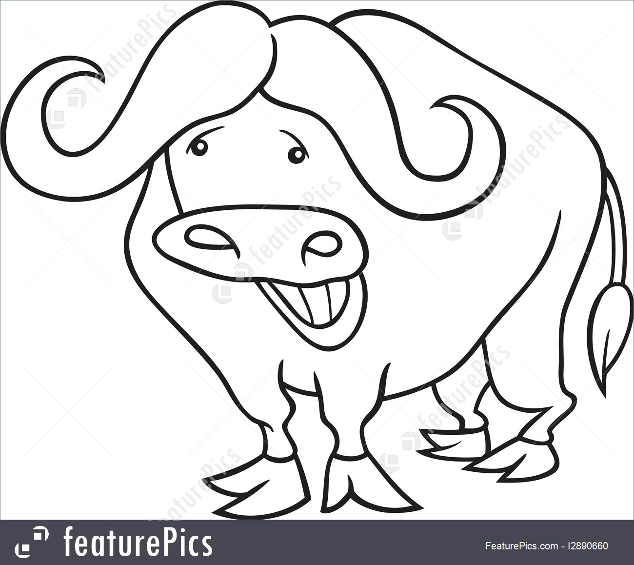 1300x1158 African Buffalo For Coloring Book Illustration