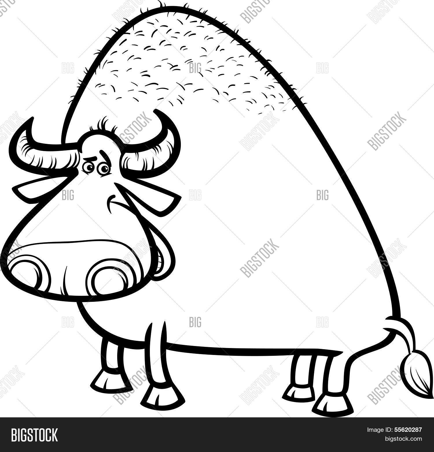 1500x1565 Bull Buffalo Cartoon Coloring Page Vector Amp Photo Bigstock