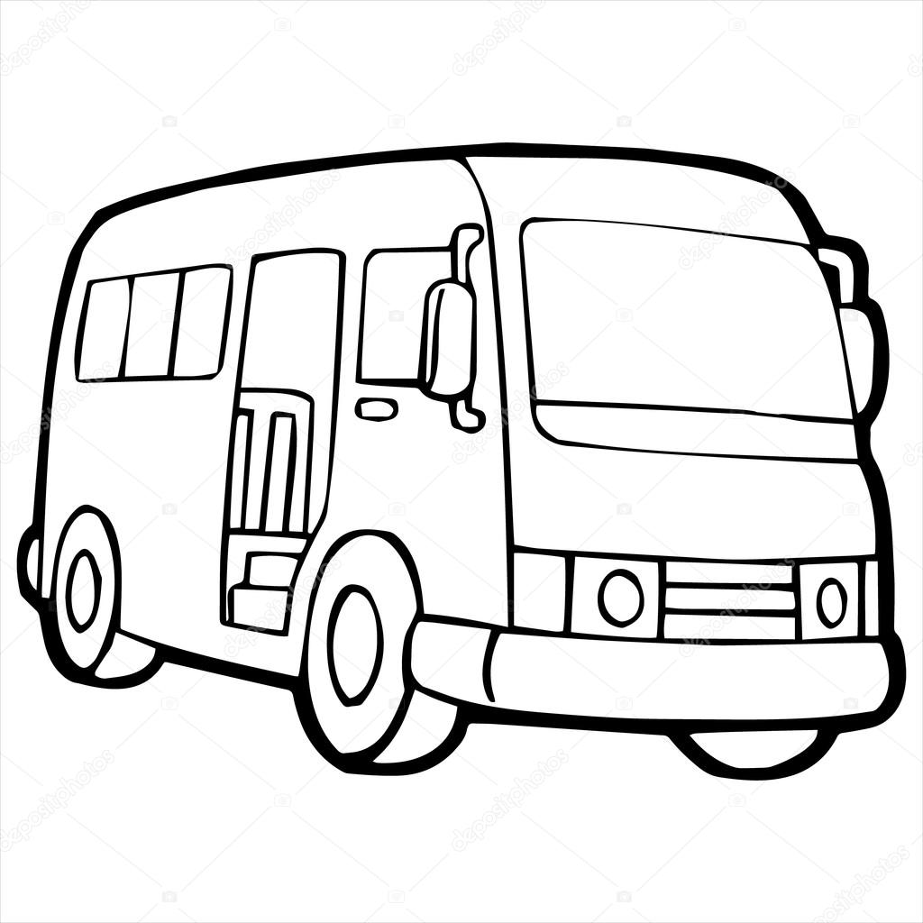 1024x1024 Bus Cartoon Illustration Isolated On White Stock Vector