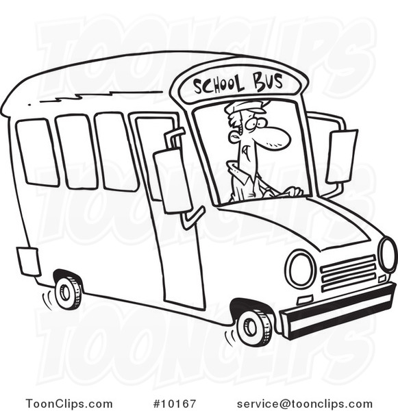 581x600 Cartoon Black And White Line Drawing Of A School Bus Driver