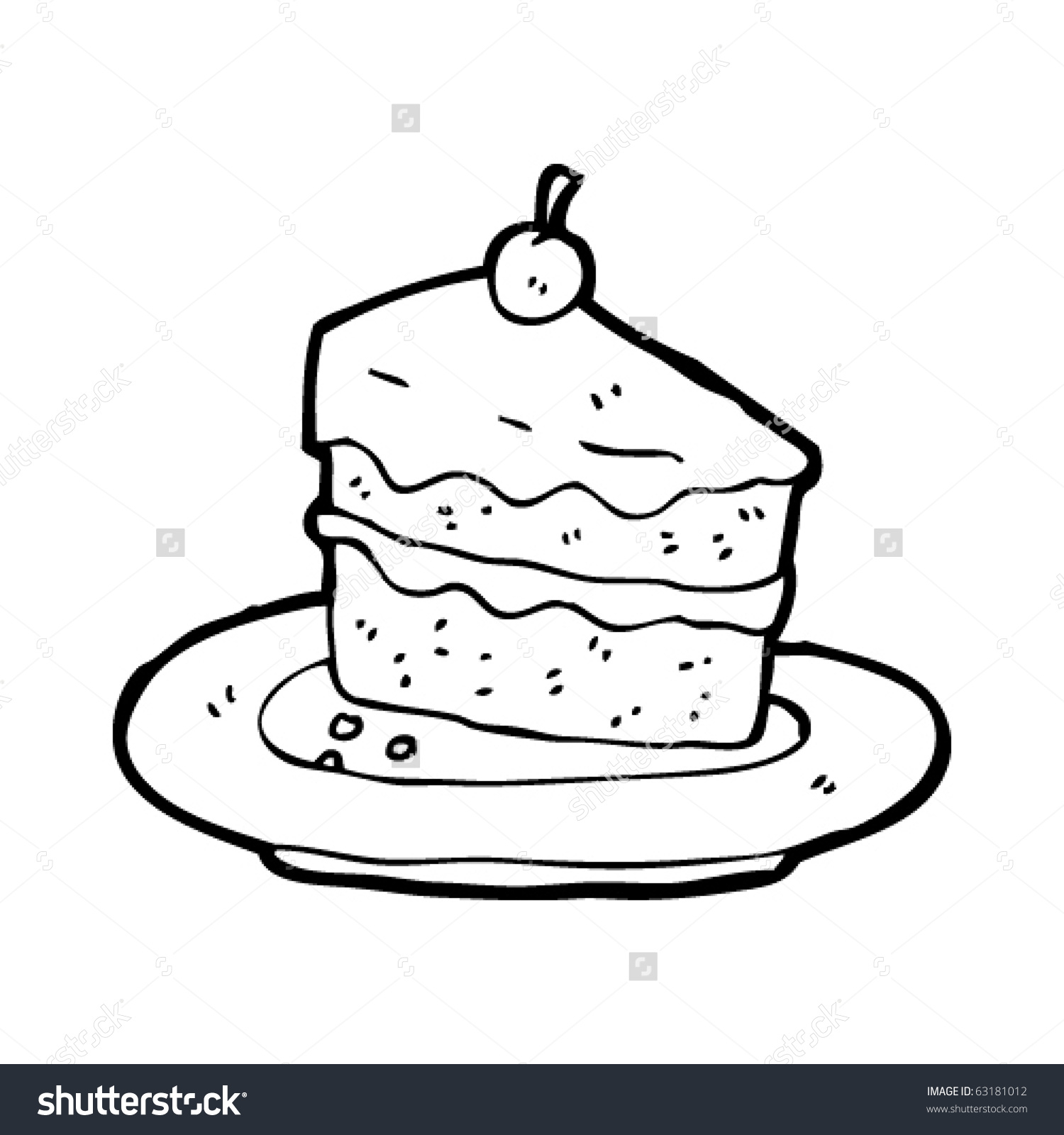 1500x1600 Cartoon Cake Drawing Slice Cake On Plate Cartoon Stock Vector