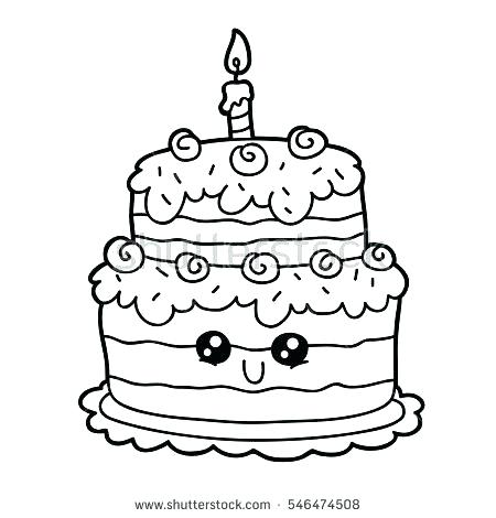 450x470 Coloring Page Birthday Cake Drawn Birthday Coloring Page Free