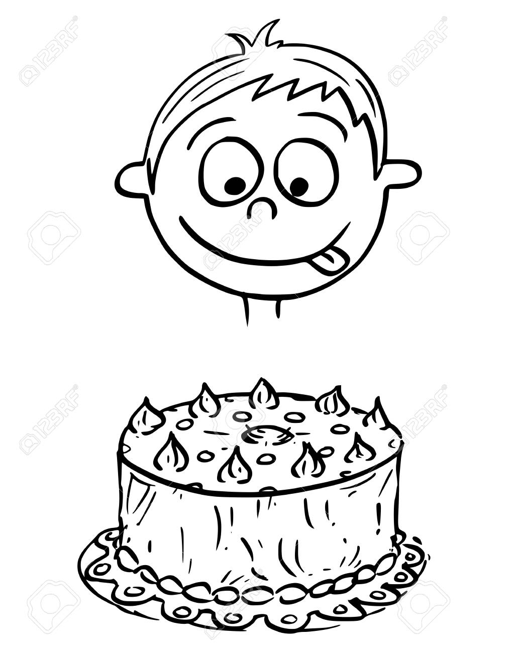 1025x1300 Hand Drawing Cartoon Vector Illustration Of Boy Looking