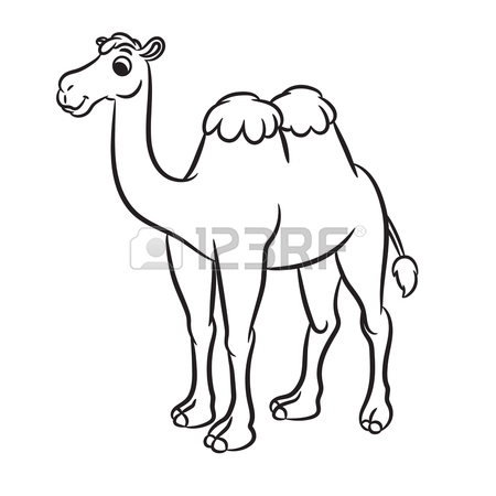 450x450 Cartoon Illustration Of Cute Camel Outlined. Vector Illustration