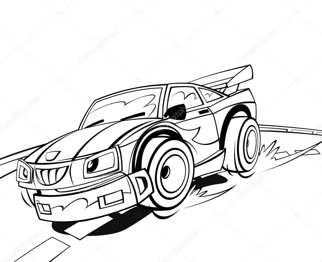1024x836 Cartoon Scene With Speeding Car Stock Photo Illustrator Hft