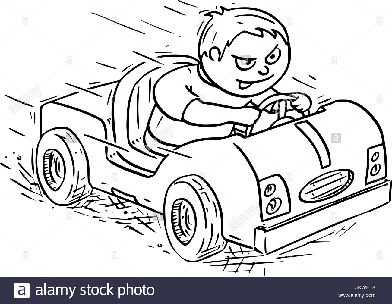 1300x1009 Hand Drawing Vector Cartoon Of A Boy Driving Pedal Or Battery
