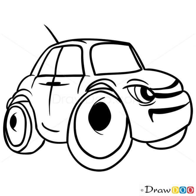 665x664 How To Draw Grumpy Car, Cartoon Cars
