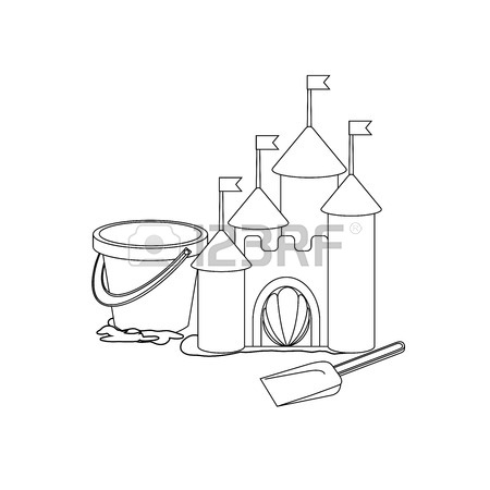 450x450 Coloring Book Cartoon Sand Castle Royalty Free Cliparts, Vectors