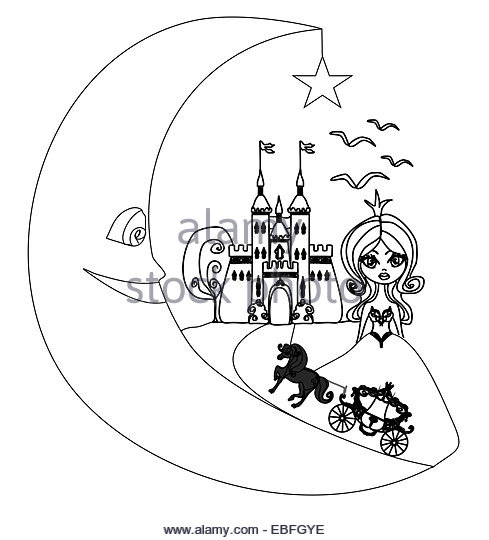 489x540 Hand Drawn Cartoon Castle Tower Black And White Stock Photos