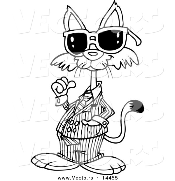 600x620 Vector Of A Cartoon Cool Cat Wearing Shades