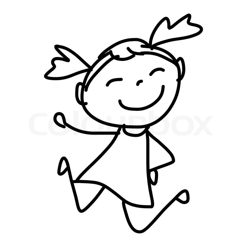 800x800 Hand Drawing Cartoon Character Happy Kids Playing Stock Vector