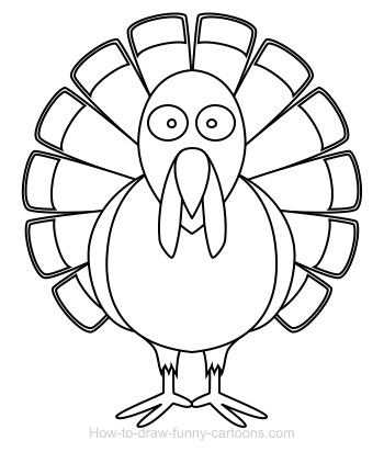350x412 Drawing A Turkey Cartoon