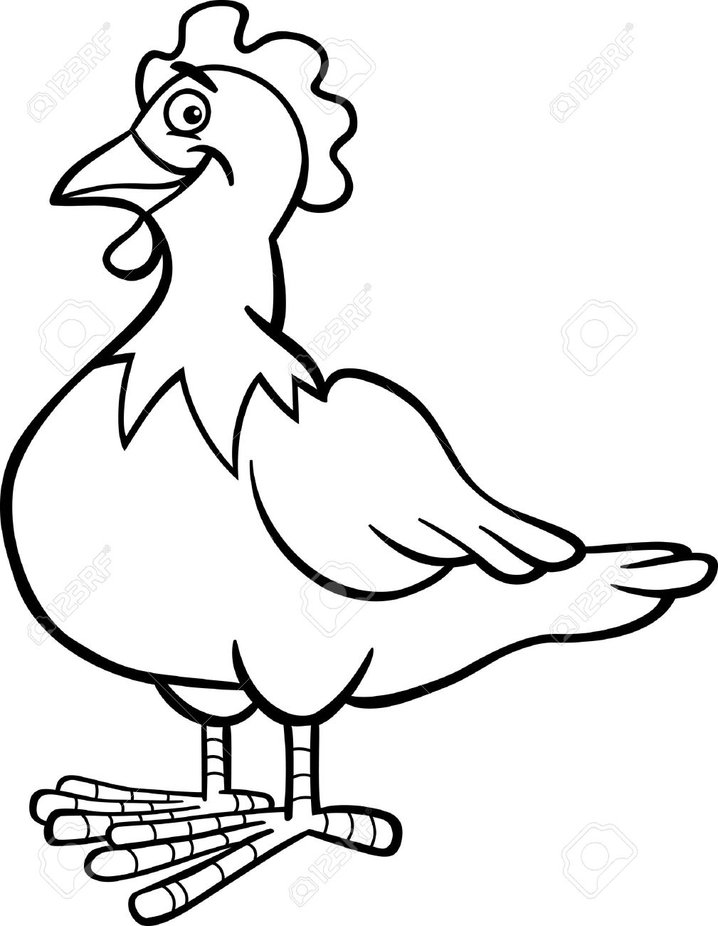 1009x1300 Black And White Cartoon Illustration Of Funny Hen Or Chicken