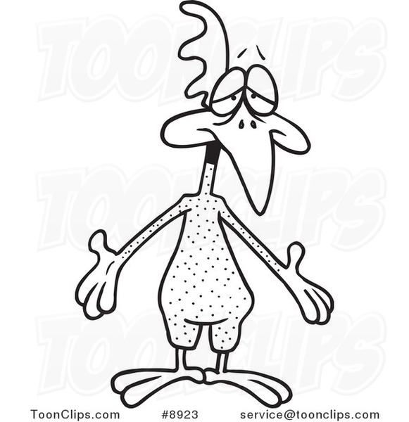 581x600 Cartoon Black And White Line Drawing Of A Featherless Chicken