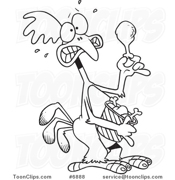 581x600 Cartoon Blacknd White Line Drawing Of Scared Chicken Holding